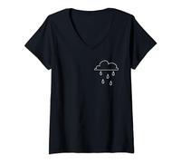 Womens Aesthetic Rain Cloud Rainy Clouds Weather V-Neck T-Shirt