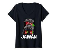 Womens Afghan Jawan Afghanistan Pride Woman Afghan Flag Bandana V-Neck T-Shirt