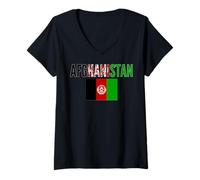 Women's Afghanistan Flag Patriotic National Pride V-Neck T-Shirt