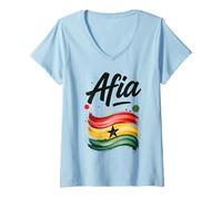 Womens Afia Ghana Flag Ghanaian Name Birthday Gift V-Neck T-Shirt