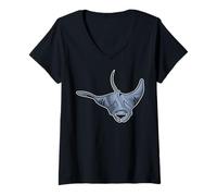 Women's Africa and Sea Animals - Giant Manta Ray V-Neck T-Shirt