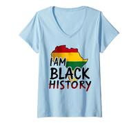 Women's Africa Black History Design Rasta Flag Colors Pride V-Neck T-Shirt