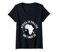 Womens Africa is Calling African Holiday Homesickness Unity Day V-Neck T-Shirt
