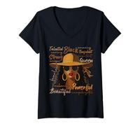 Womens African American Queen Black History Month Afro Black Womens V-Neck T-Shirt
