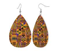 Womens African Ethnic Pattern Print Leather Earrings Teardrop Dangle Earrings Jewelry Outfits Accessories