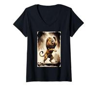 Women's African Lion at Dusk V-Neck T-Shirt