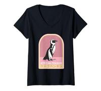 Womens African penguin Japanese kanji writing V-Neck T-Shirt