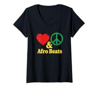 Womens African Popular Music Dancehall Rhythm Love Peace Afro Beats V-Neck T-Shirt