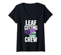 Women's African Violet Leaf Cutting Crew V-Neck T-Shirt