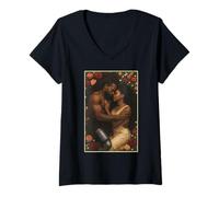 Womens African Warrior & Princess Love Graphic V-Neck T-Shirt