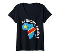Women's Africa's Finest Flag Congolese Pride V-Neck T-Shirt