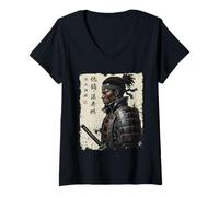 Womens Afro American Samurai - Black History Month African Roots V-Neck T-Shirt