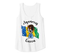 Womens Afro St Vincent Aquarius Queen African St Vincent Flag Black Tank Top