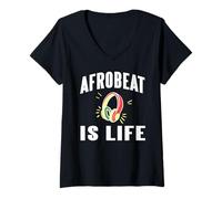 Womens Afrobeat Is Life Headphones Music Culture V-Neck T-Shirt