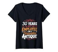Women's After 30 Years I'm Not an Employee 30th Work Anniversary V-Neck T-Shirt