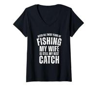 Womens After All These Years Of Fishing My Wife Is Still Best Catch V-Neck T-Shirt