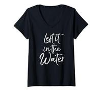 Womens After Baptism Shirt Faith Quote Saying Left it in The Water V-Neck T-Shirt