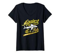 Women's Against The Tide Ripped from True Events 50 Percent Danger V-Neck T-Shirt