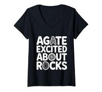 Womens Agate Excited About Rocks Rock Geology Nerd - V-Neck T-Shirt