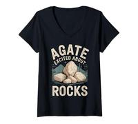 Womens Agate Excited About Rocks Rock Geology Nerd ||- V-Neck T-Shirt