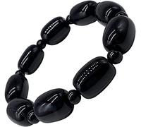 Womens Agate Stretch Spiritual Bracelet - Natural Stone Jewellery for Ladies - Beaded Crystal Boho Style Handmade Bangle - With Gift Box (Black Agate)