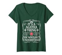 Women's Agatha Name Its A Agatha Thing You Wouldn't Understand V-Neck T-Shirt, Dark Green, Medium