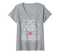 Women's Agatha Name Its A Agatha Thing You Wouldn't Understand V-Neck T-Shirt, Heather Grey, X-Large