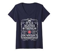 Women's Agatha Name Its A Agatha Thing You Wouldn't Understand V-Neck T-Shirt, Navy Blue, Small
