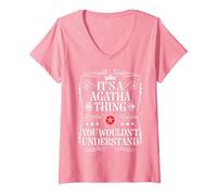 Women's Agatha Name Its A Agatha Thing You Wouldn't Understand V-Neck T-Shirt, Pink, Small