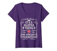Women's Agatha Name Its A Agatha Thing You Wouldn't Understand V-Neck T-Shirt, Purple, Small