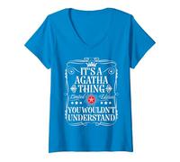 Women's Agatha Name Its A Agatha Thing You Wouldn't Understand V-Neck T-Shirt, Sapphire Blue, X-Large