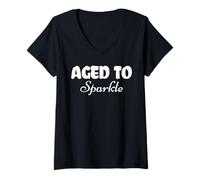 Womens Aged to Sparkle - Grace, Sass & Silver Confidence V-Neck T-Shirt