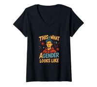 Womens Agender Pride This Is What Vintage Neutral Gender V-Neck T-Shirt