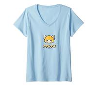 Womens Aggretsuko Sanrio Character Classic Japan Design V-Neck T-Shirt