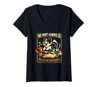 Women's Agility Dog Joke We Don’t Always Q Funny Handler Saying V-Neck T-Shirt