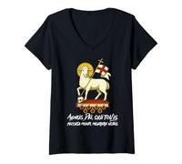 Womens Agnus Dei Sanctus Traditional Latin Mass Catholic V-Neck T-Shirt