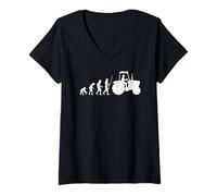 Women's Agriculturist Agriculture Tractor Farming Farmer Evolution V-Neck T-Shirt