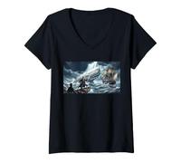 Women's Ahab Faces the White Whale Moby-Dick V-Neck T-Shirt