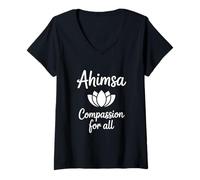 Womens Ahimsa Compassion for All Vegan V-Neck T-Shirt