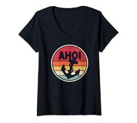 Womens AHOI Anchor Platt Baltic Sea Baltic Frisian North Sea Vintage V-Neck T-Shirt