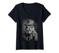 Womens AI Agent Capy Capybara Viral Meme Artificial Intelligence V-Neck T-Shirt