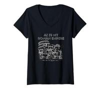 Womens AI is My Roman Empire - Robot Gladiator Coliseum Tech Meme V-Neck T-Shirt