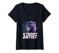 Womens AI Prompt Artist Futuristic Creator V-Neck T-Shirt