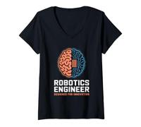 Womens AI Robotics Engineer Designed for Innovation and Automation V-Neck T-Shirt