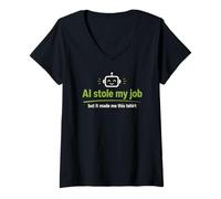 Women's AI Stole My Job Tech Humor Robot Design V-Neck T-Shirt