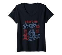 Womens Aidan's Gym Boxing MMA Retro Design for The Name Aidan V-Neck T-Shirt