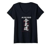 Women's Aikido - Harmony. Energy. Discipline Martial Arts Design V-Neck T-Shirt