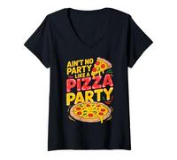 Women's Ain’t No Party Like a Pizza Party Love Pizza V-Neck T-Shirt