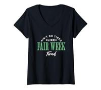 Womens Ain't No Tired Like Fair Week Tired Farm Life Country V-Neck T-Shirt