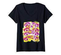 Women's Ain't No Way Staring Eyes 90s Pop Punk Grunge Collage V-Neck T-Shirt